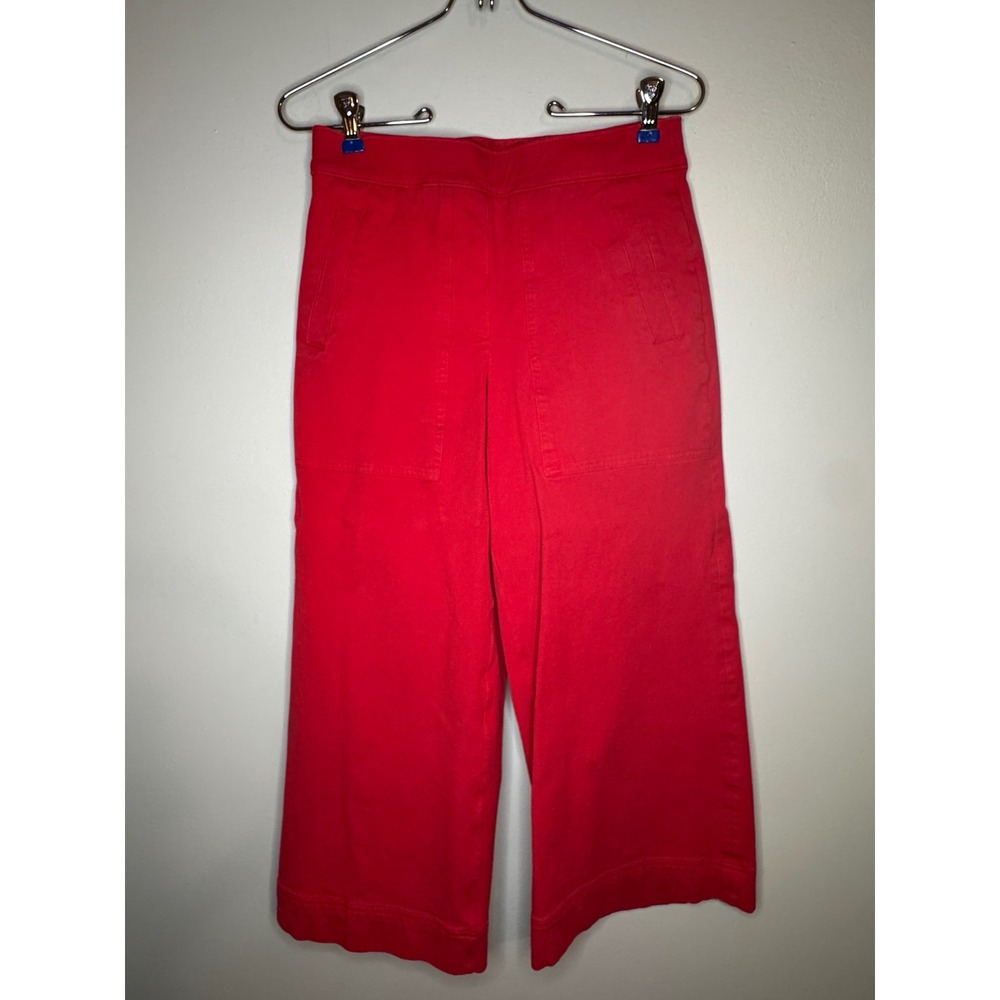 SPANX Red Wide Leg Cropped Pants Pull On Stretch Size S